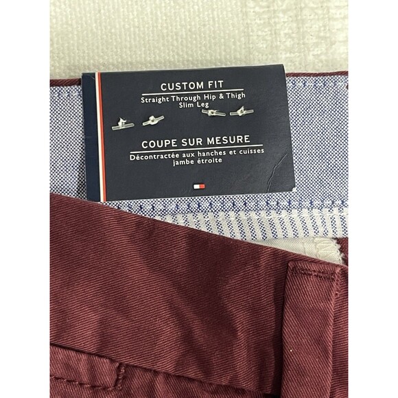 Tommy Hilfiger Custom Fit Coupe Sur Mesure Mens Pants 40W 32L Burgundy Red NWT - Picture 4 of 6